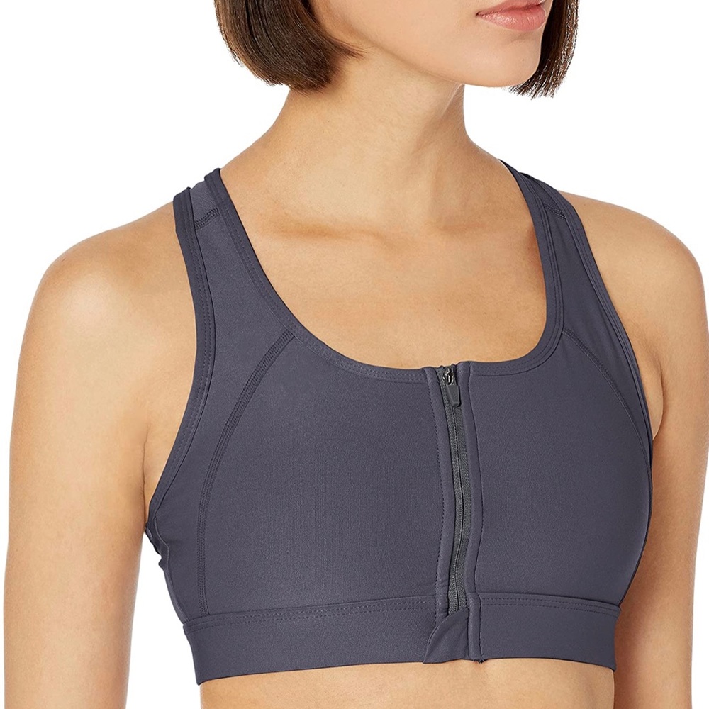 Jockey Women's High Impact Active Zip Front Sports Bra Mesh Back Blue Size S